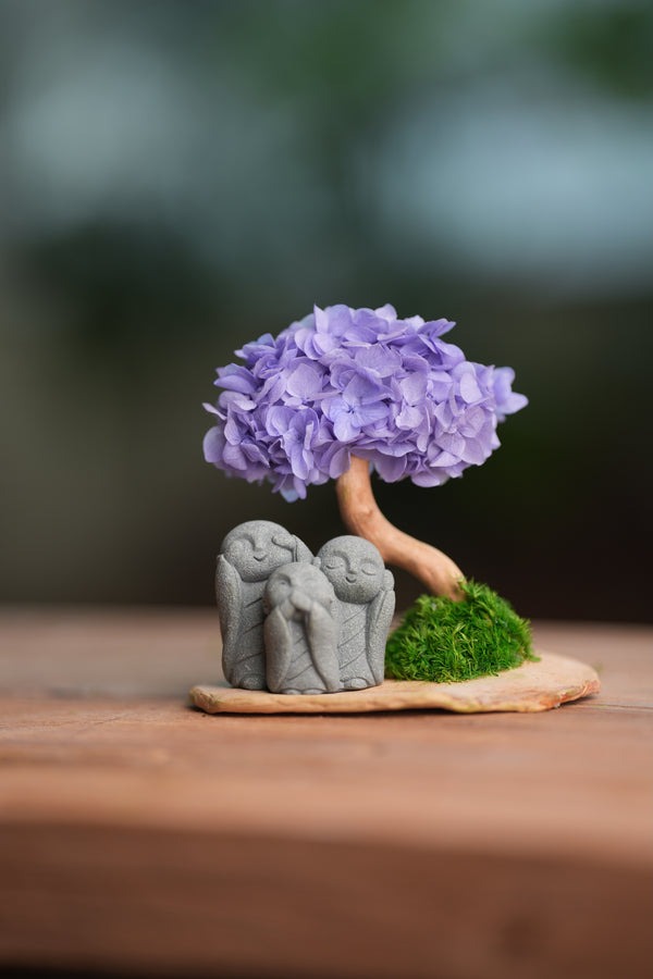 A Small Tree in the East - Purple Heart - Trio of No Evil (Preserved Plants)
