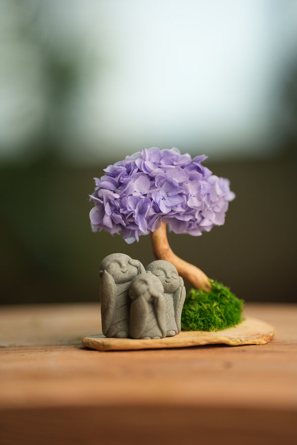 A Small Tree in the East - Purple Heart - Trio of No Evil (Preserved Plants)