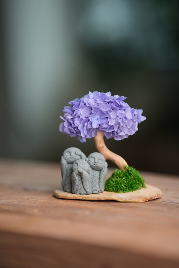 A Small Tree in the East - Purple Heart - Trio of No Evil (Preserved Plants)