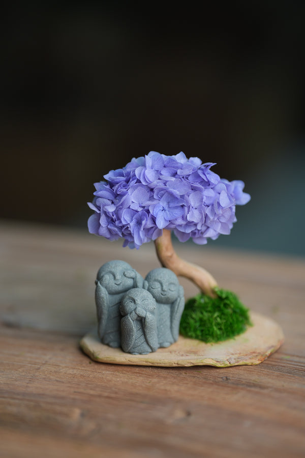 A Small Tree in the East - Purple Heart - Trio of No Evil (Preserved Plants)