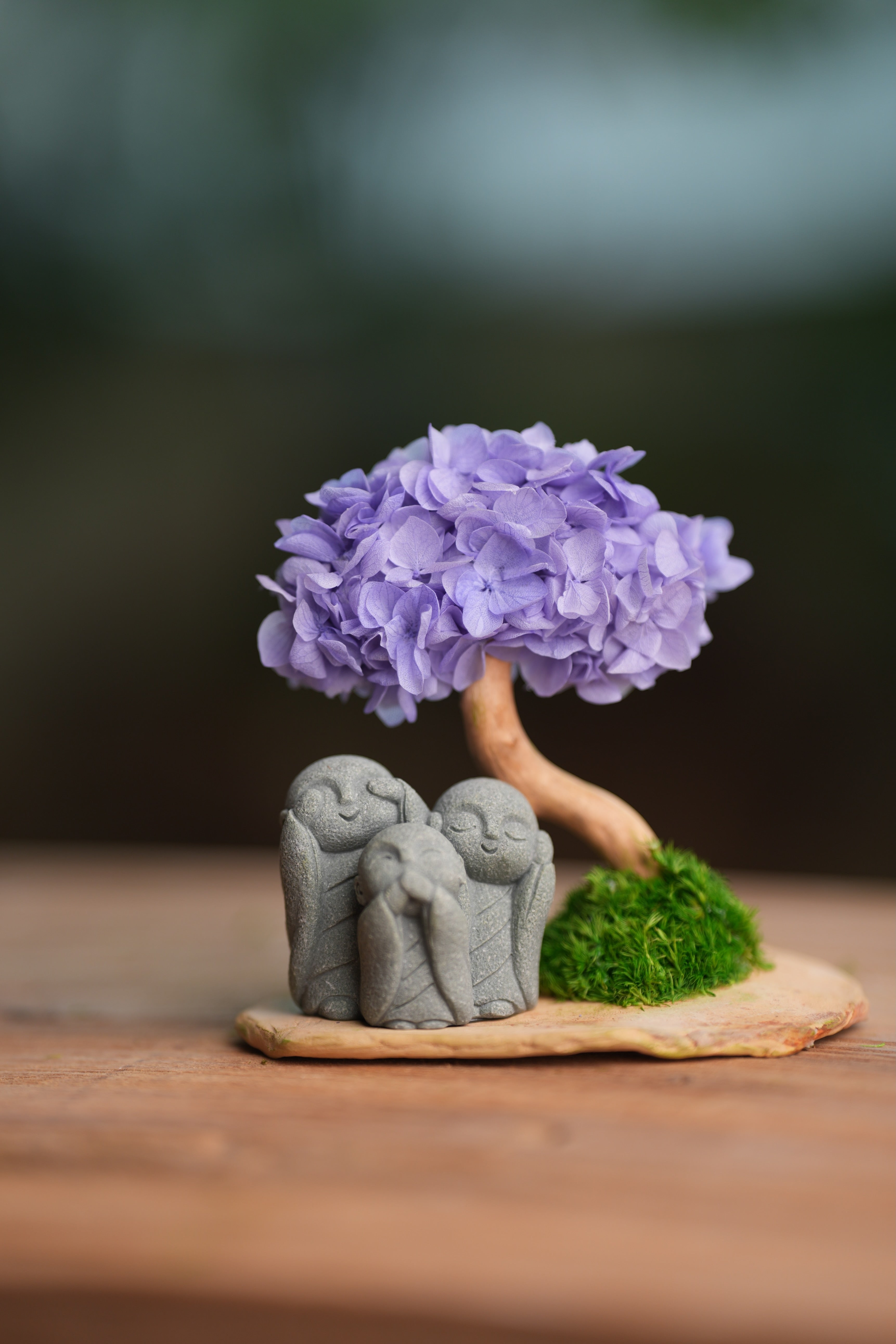 A Small Tree in the East - Purple Heart - Trio of No Evil (Preserved Plants)